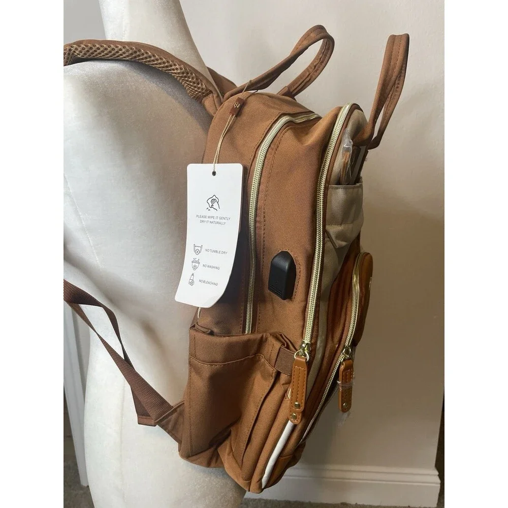 New LOVEVOOK Laptop Backpack for Women, 15.6 Inch Work 17.3 INCH, Beige-brown